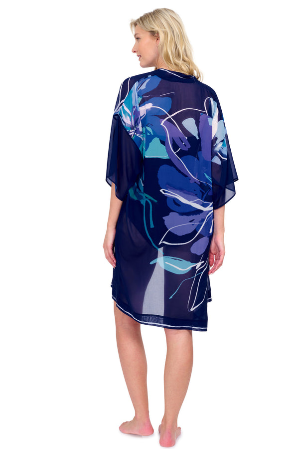 WATER LILY BELTED KIMONO BLUE