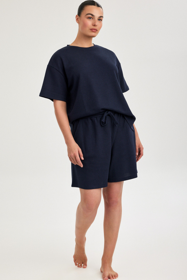 Navy Waffle Shorts