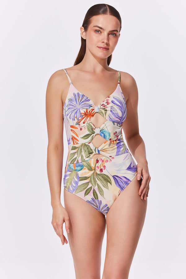 Gottex CHERRY BLOSSOM Deep Plunge one piece swimsuit