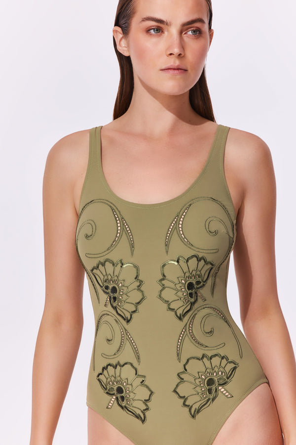 Gottex HOKKAIDO round neck one piece - Olive