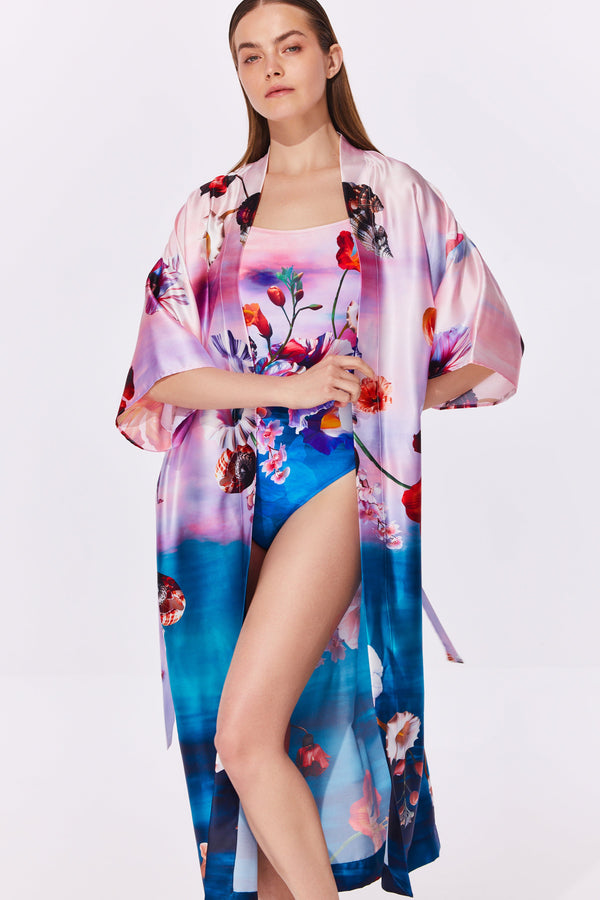 Gottex Under the Sea Belted Long Kimono