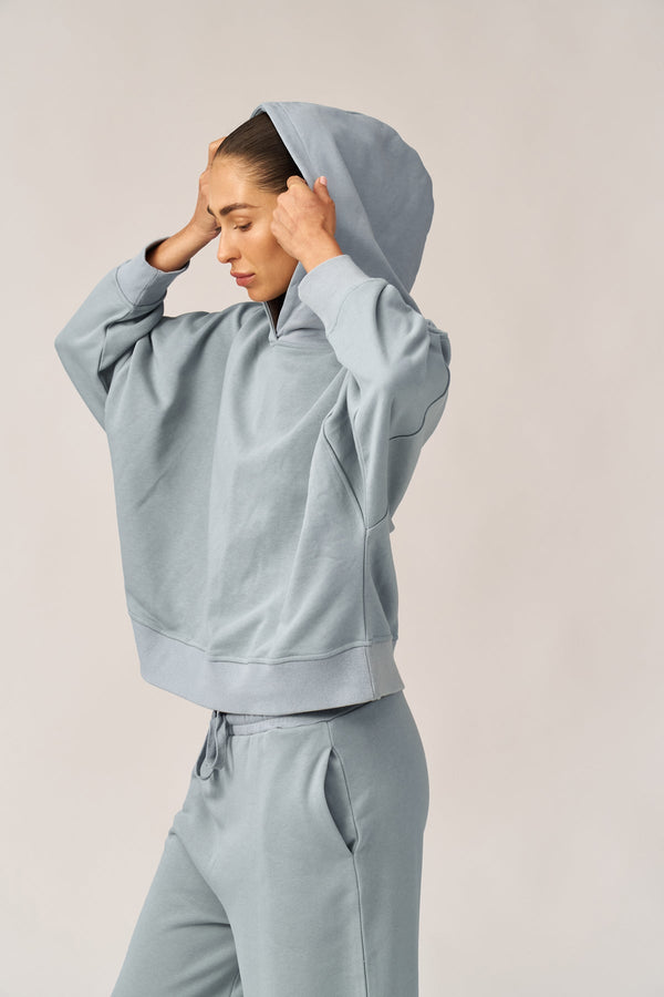 DUSTY BLUE OVERSIZED FRENCH TERRY HOODIE