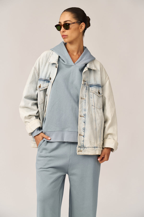 DUSTY BLUE OVERSIZED FRENCH TERRY HOODIE