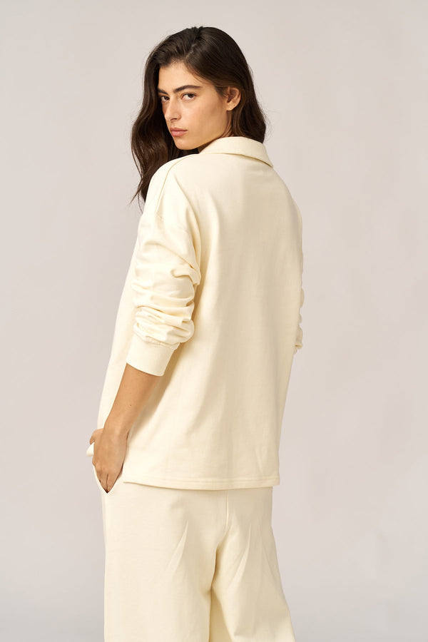 CREAM FRENCH TERRY POLO SHIRT