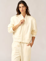 CREAM FRENCH TERRY BOMBER JACKET