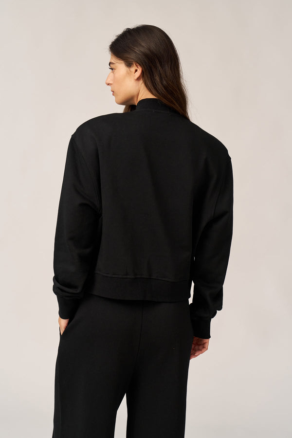 BLACK FRENCH TERRY BOMBER JACKET