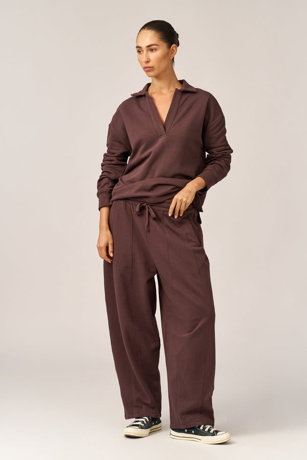 BROWN FRENCH TERRY BALLOON PANTS