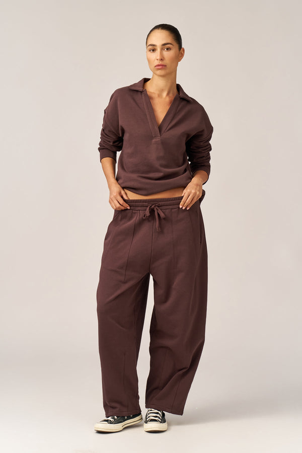 BROWN FRENCH TERRY BALLOON PANTS