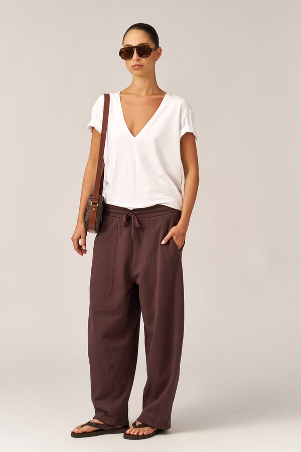 BROWN FRENCH TERRY BALLOON PANTS