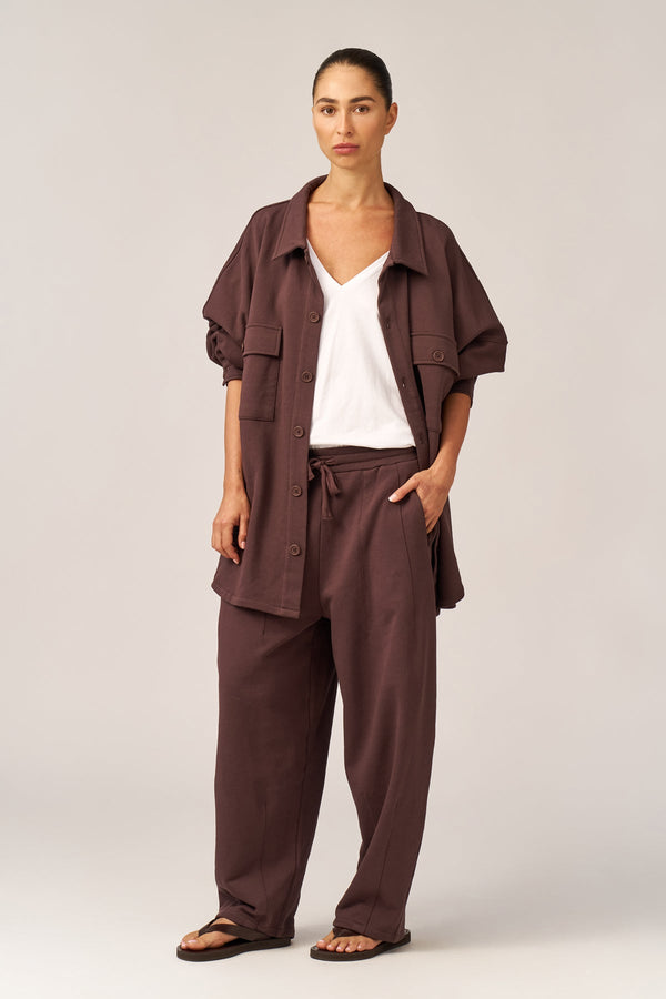 BROWN FRENCH TERRY BALLOON PANTS