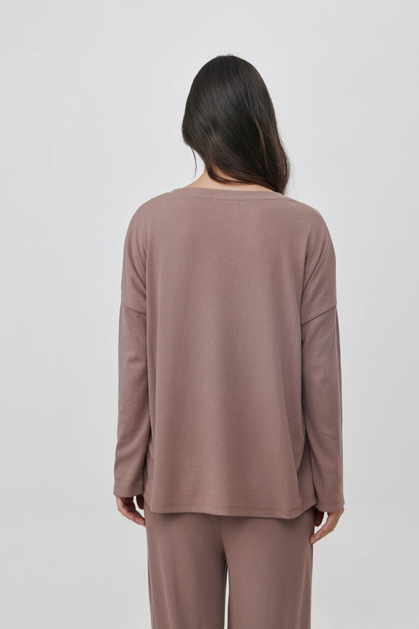 Oat V-Neck Ribbed Tee