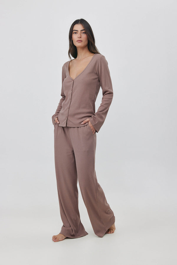 Oat Short Ribbed Cardigan