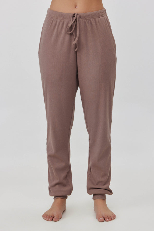 Oat Ribbed Long Pants
