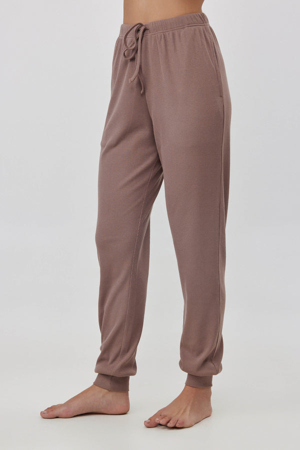 Oat Ribbed Long Pants