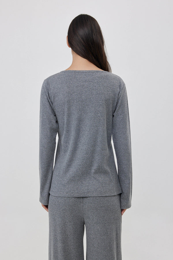 Grey Short Ribbed Cardigan