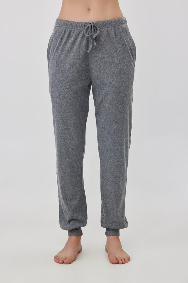 Grey Ribbed Long Pants