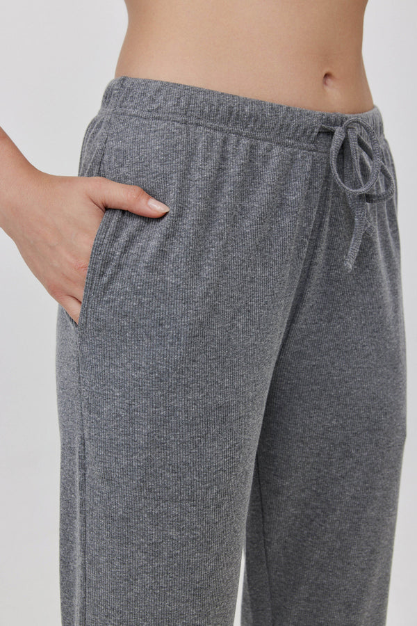 Grey Ribbed Long Pants