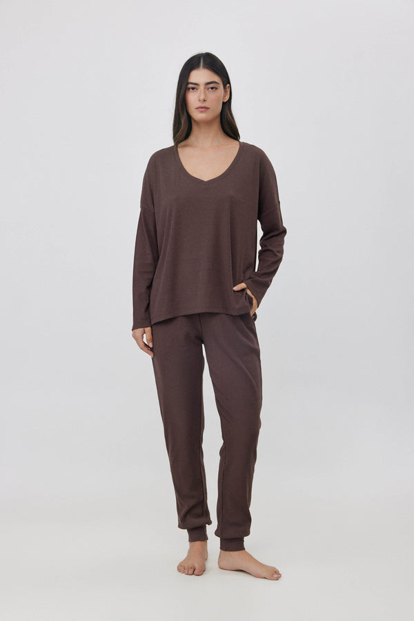 Espresso Ribbed Long Pants