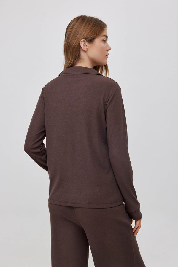 Espresso Ribbed Button-Up Shirt