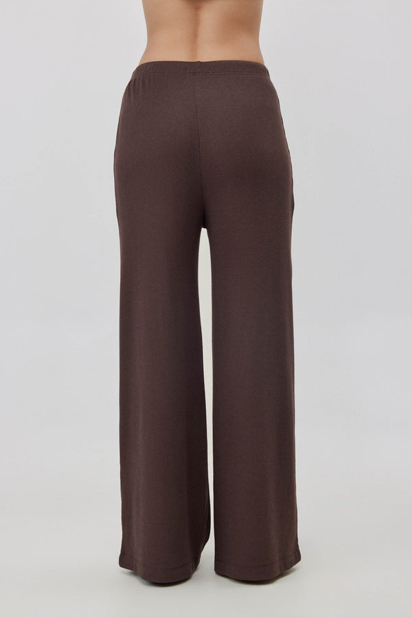 Espresso Ribbed Wide-Leg Pants
