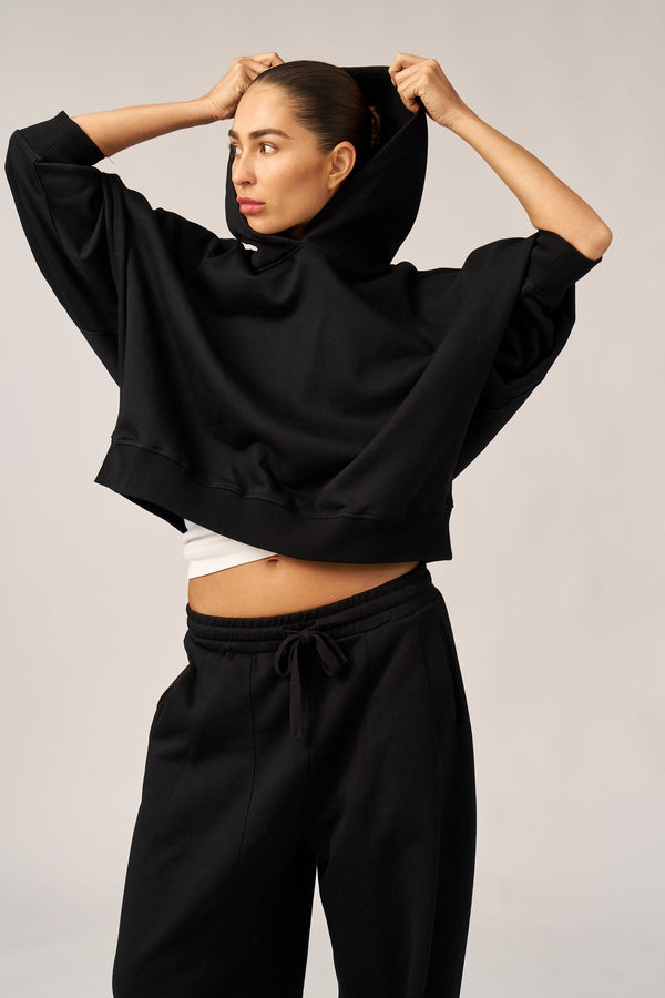 BLACK OVERSIZED FRENCH TERRY HOODIE