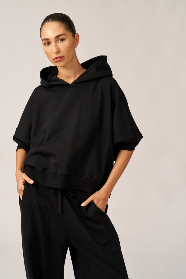 BLACK OVERSIZED FRENCH TERRY HOODIE