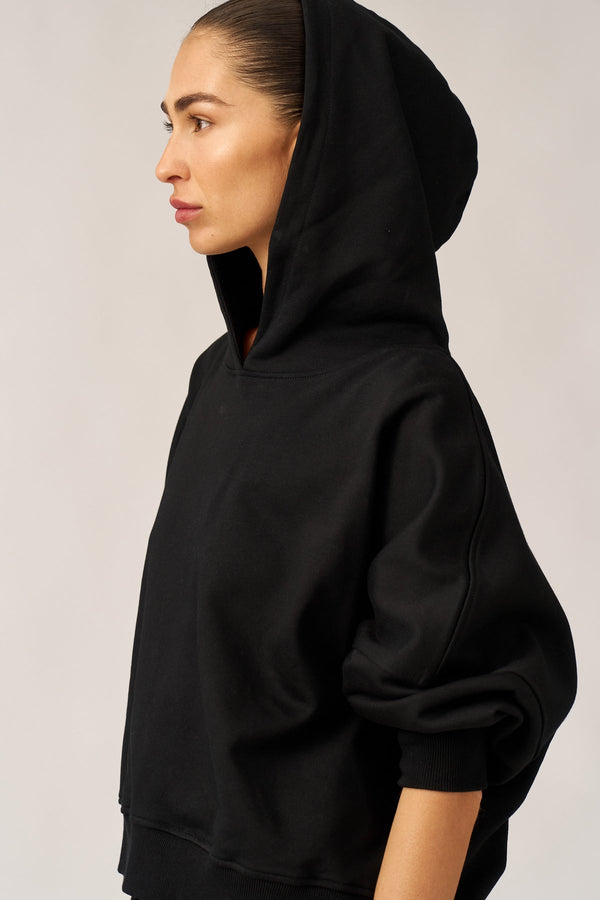 BLACK OVERSIZED FRENCH TERRY HOODIE
