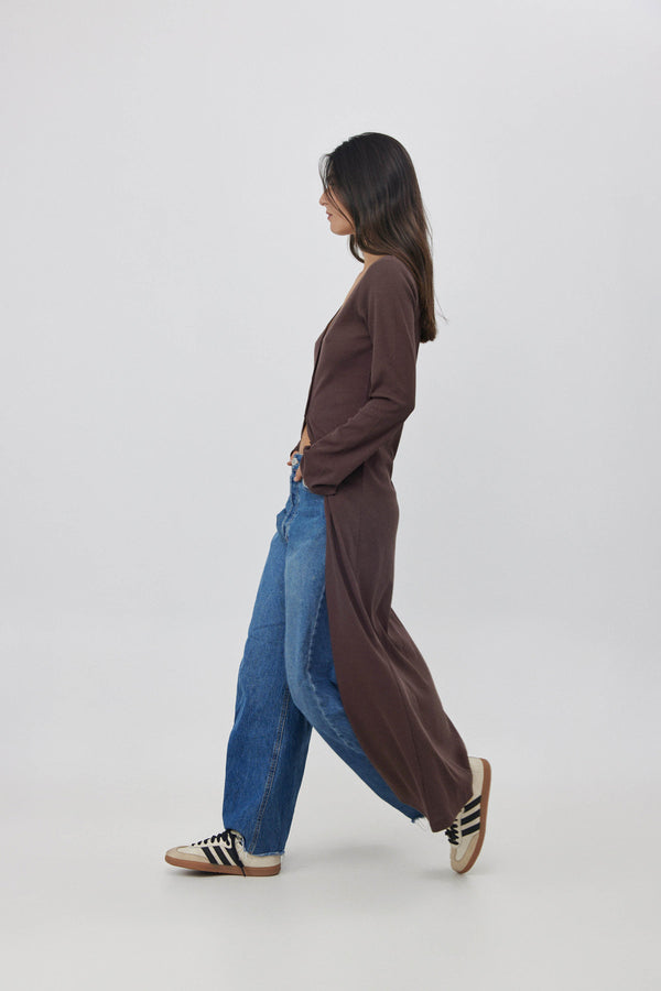 Espresso Ribbed Longline Cardigan