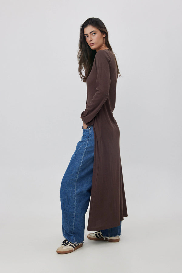 Espresso Ribbed Longline Cardigan