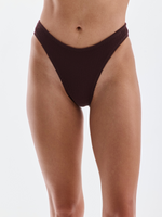Adjustable Rise Textured Bikini Bottom - Brown