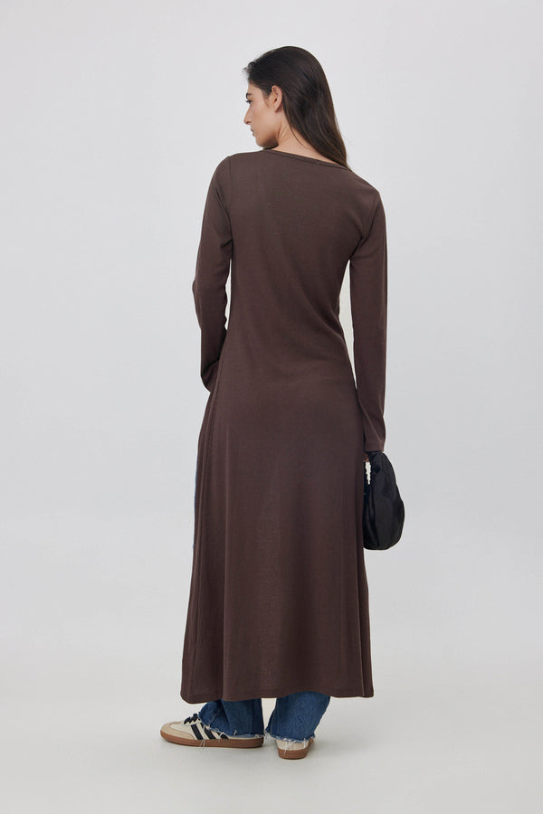 Espresso Ribbed Longline Cardigan
