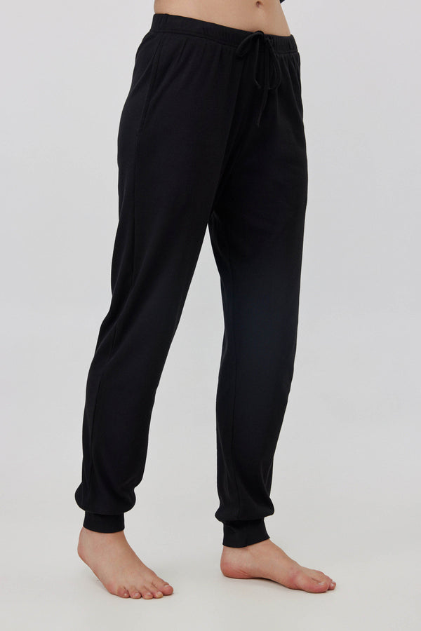 Black Ribbed Long Pants