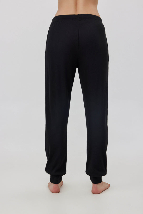 Black Ribbed Long Pants