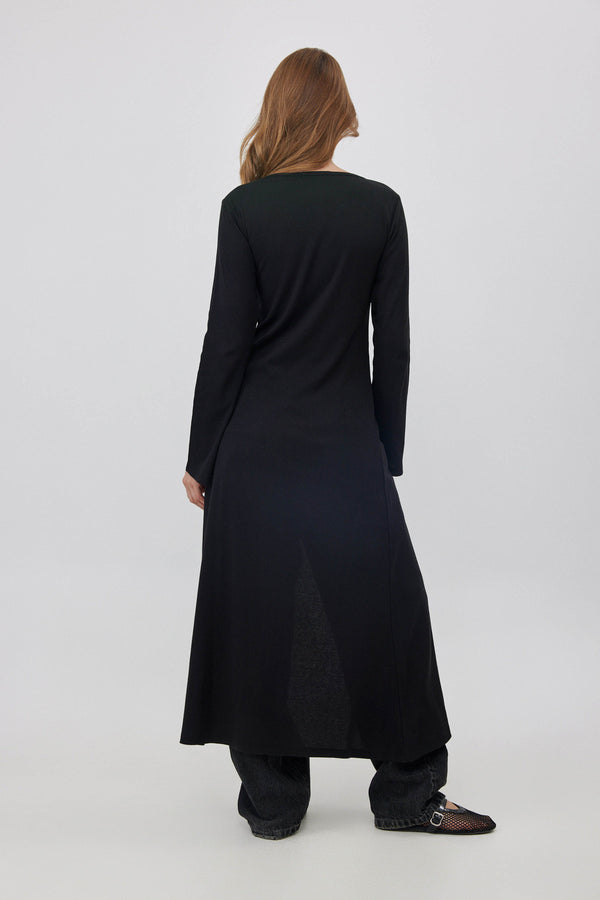 Black Ribbed Longline Cardigan