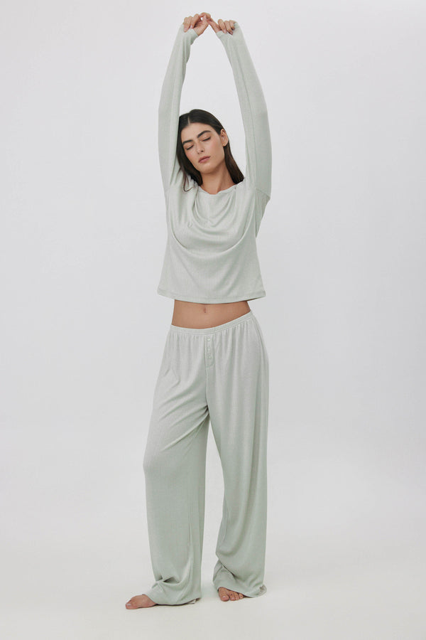 Sage Pointelle Long Shirt