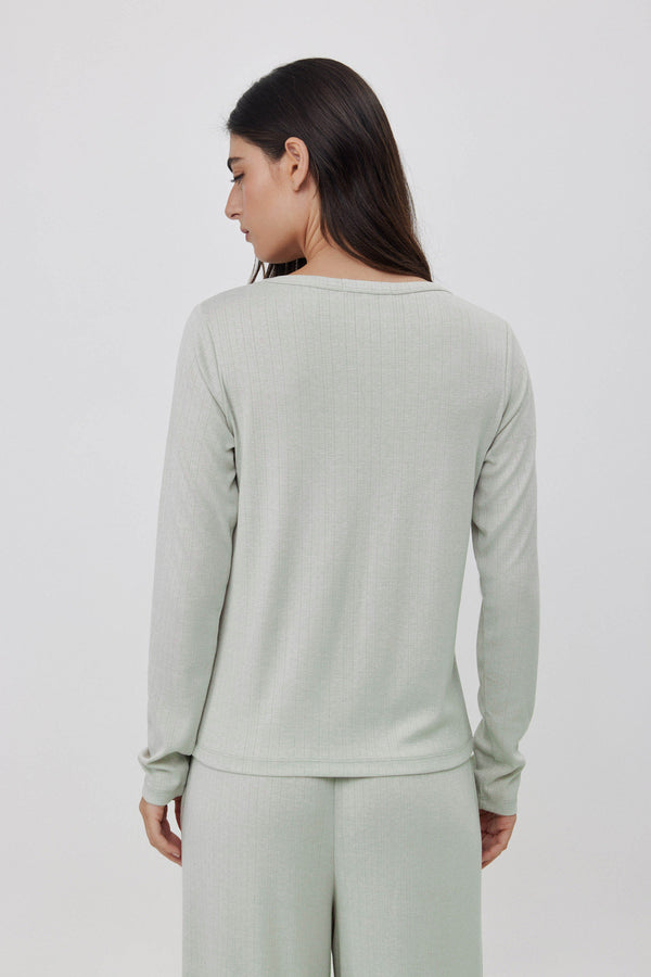 Sage Pointelle Long Shirt