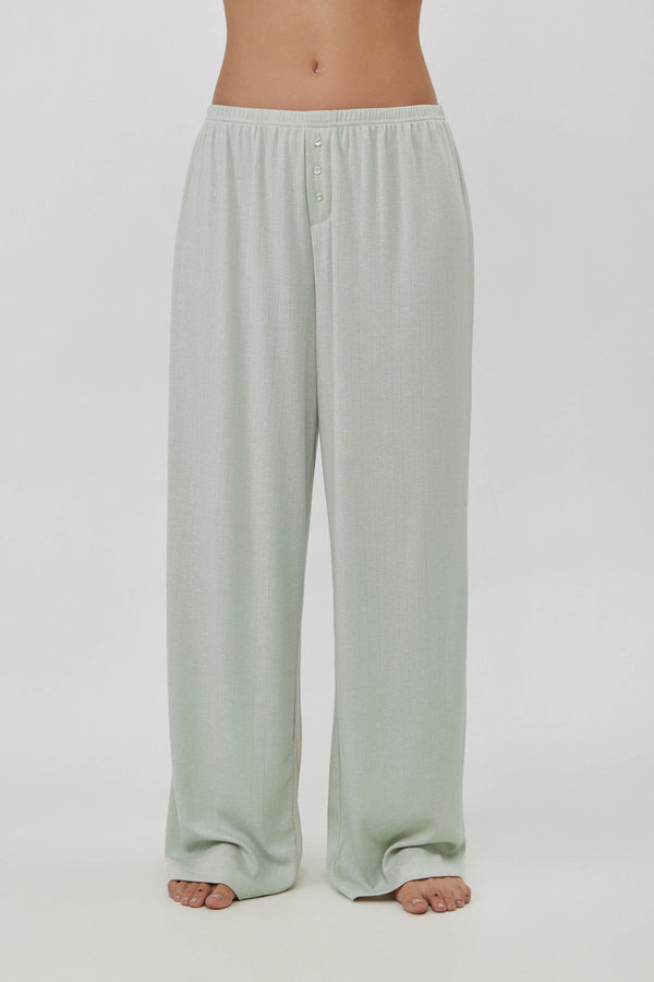 Sage Pointelle Wide-Leg Pants