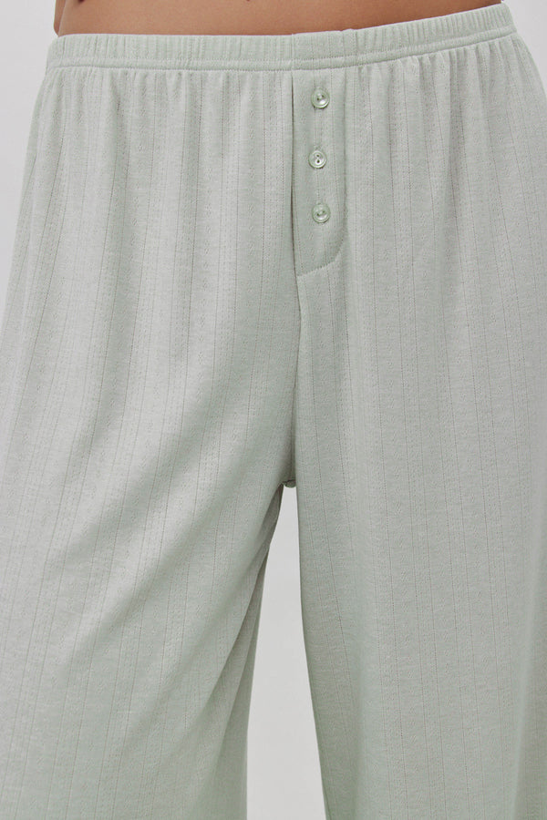 Sage Pointelle Wide-Leg Pants