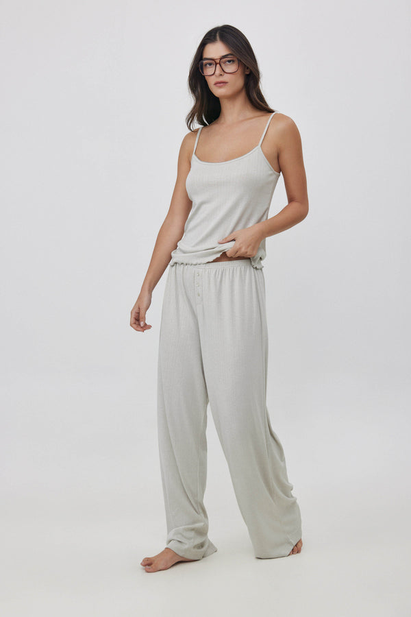 Sage Pointelle Wide-Leg Pants