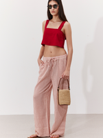 POSITANO STRIPED WIDE-LEG PANTS