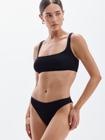Seamless Textured Bralette Bikini Top - Black