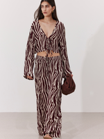 ZANZIBAR WIDE-LEG LINEN PANTS IN ANIMAL PRINT
