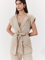 SORRENTO TIE FRONT VEST IN BEIGE