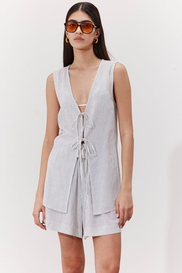 SANTORINI STRIPED LINEN VEST