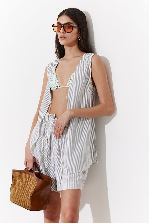 SANTORINI STRIPED LINEN VEST