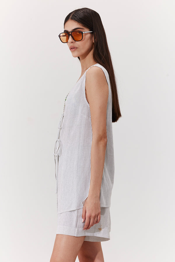 SANTORINI STRIPED LINEN VEST