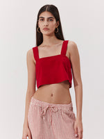 SORRENTO LINEN CROP TOP IN RED
