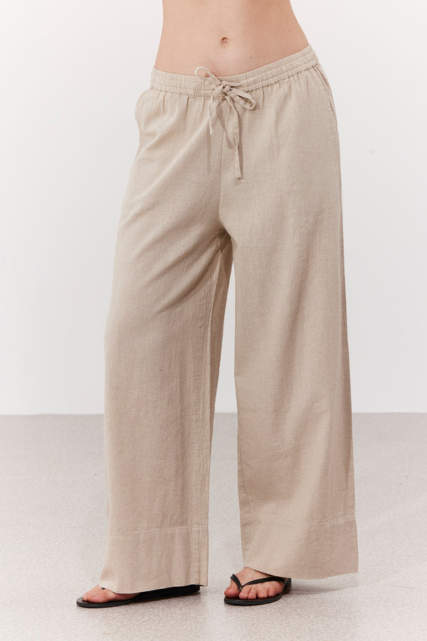 SORRENTO WIDE-LEG LINEN PANTS IN CREAM