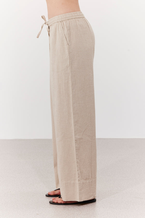 SORRENTO WIDE-LEG LINEN PANTS IN CREAM