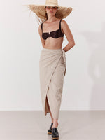 SORRENTO MIDI WRAP SKIRT IN BEIGE